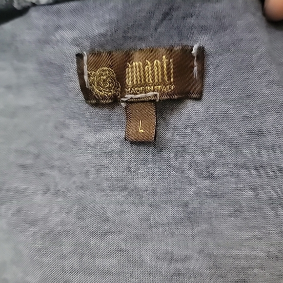 Amanti Made In Italy 100% Silk Blouse Whimsical Floral Flowy Large 3/4 Sleeve - Picture 7 of 7